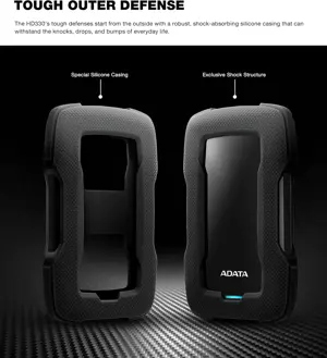 ADATA HD330 2TB USB 3.1 Shock-Resistant Extra Slim External Hard Drive Black 