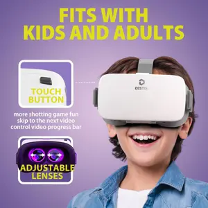 DESTEK V5 VR Headset for Phone with Controller, Anti-Blue Eyes Protected HD Lenses, 110° FOV Virtual Reality Headsets VR Goggles for iPhone 17/16/15/14/13/12/11, Samsung, Android - White