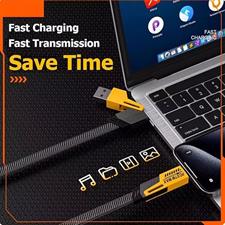 USB C Cable [PD 65W 4 in 1 Fast Charging Cable] Flat Nylon Braided USB C to USB C Charger Cord with Data Transfer, Universal Charging Combo Type C/USB A/L Port, for iPhone/iPad/MacBook/Samsung,1 Meter