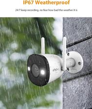 IMOU Bullet 2E 3 MP surveillance camera for outdoor & indoor use, WiFi, 4 models, WiFi IP outdoor camera, Wi-Fi 2.4 GHz, colour night vision, IP67 weatherproof, person recognition, supports Alexa & Google Assistant