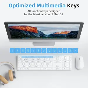 OMOTON KB515 Full-sized Wireless Keyboard for Apple MacBook Pro/Air, iMac, iMac Pro, Mac Mini/Pro, Battery-powered, Multi-Device (White)