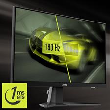MSI G256F 25-inch 1920 x 1080 (FHD) Computer Monitor, 180Hz, Adaptive-Synch, HDMI, DisplayPort, VESA Mountable, Tilt, Height Adjustable, Speaker, 1ms, Black (New)