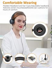 New bee Wireless Headset Bluetooth Headset with Noise Cancelling Microphone 20hrs Talk time & Mute Button for Work/PC/Office/Zoom/Skype (Include USB Dongle) (H360-black)