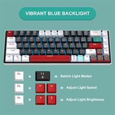 MageGee 60% Mechanical Gaming Keyboard, 68 Keys Compact Blue LED Backlit Gaming Keyboard, SKY68 Wired Ergonomic Mini Office Keyboard for Windows PC Gamer (Red Switch, White & Black)