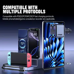 120W Retractable Car Charger with Starlight, 4 in 1 Fast Charging USB-C Car Adapter,for iPhone 17 Pro Max Air 16 15 14 13 Plus