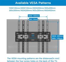 PERLESMITH PSMT2 TV Wall Bracket Tilt, TV Mount for Most 26-65 inch Flat and Curved TVs up to 60KG, Max VESA 400X400mm, 