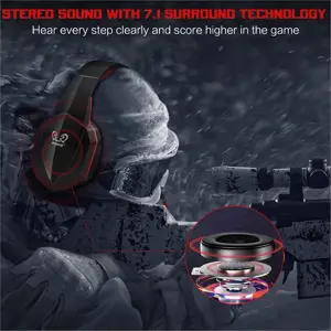 HUHD Wireless Gaming Headset for PS5 PS4 Nintendo Switch PC Laptop, Wireless Headset Over Ear 2.4GHz USB Connection Gaming Headphone with 7.1 Surround Sound & Detachable Microphone