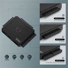 FIDECO SATA/IDE to USB 3.0 Adapter, Hard Drive Adapter Cable Converter for Universal 2.5/3.5 Inch IDE HDD, 2.5 Inch SSD, 5.25-Inch DVD-ROM/CD-ROM/CD-RW/DVD-RW/DVD+R