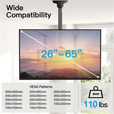 PERLESMITH PSCM2 Ceiling TV Mount for 26-65 inch Flat Screen Displays, Hanging Adjustable Ceiling TV Bracket Fits Most LCD LED OLED 4K TVs, Pole Ceiling Mount Holds up to 110lbs, Max VESA 400x400mm