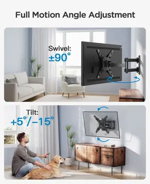 PERLESMITH TV Wall Bracket for 13-42 inch TVs, Swivels Tilts TV Wall Mount for Flat & Curved TV，VESA 75x75mm to 200x200mm up to 20KG