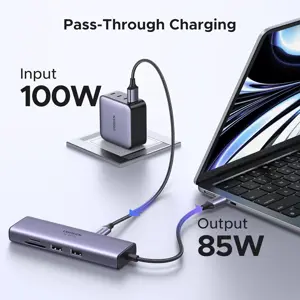 UGREEN Revodok 7 in 1 USB C Hub Gigabit Ethernet Adapter 4K@60Hz HDMI, 100W PD Charging, USB A Data Ports, SD/TF Card Reader Compatible with Mac M1, M2, M3, iPad, iPhone 15 Pro/Pro Max, Steam Deck