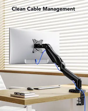 HUANUO HNSS6 Single Monitor Mount, 13 to 32 Inch Monitor Arm, Adjustable Monitor Stand, Vesa Mount with Clamp and Grommet Base - Fits 4.4 to 19.8lbs LCD Computer Monitors