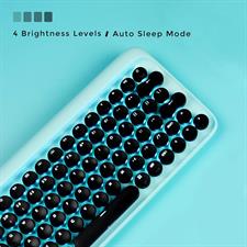 LOFREE Wireless Mechanical Bluetooth Keyboard, Wireless/Wired USB Rechargeable 79 Keys Blue Switches with Adjustable White LED Backlit, Retro Round Keycaps Keyboard for Windows/Android/Mac/iOS, Blue & Black