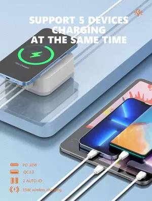 32W Desktop 5 In 1 Wireless Charging Station + QC3.0/ PD 30W CHARGER EU PLUG | LDNIO AW004