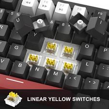 MageGee 75% Mechanical Gaming Keyboard, Compact Blue Backlit Wired Gaming Keyboard with Yellow Switches, EVA Foam, Knob Control, STAR75 Portable NKRO PC Gaming Keyboard - White & Black