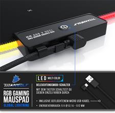 Titanwolf - XXXL RGB Gaming Mouse Mat - 1200 x 600 mm - Mouse Mat - LED Multi Colour - 7 LED Colours Plus 4 Effect Modes - for Precision and Speed - Rubberised Base - World Map