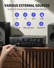 Donner Bluetooth 5.0 Stereo Audio Amplifier Receiver 440W