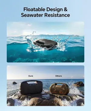 Houl Zallee Vocboom E86 Bluetooth Speaker, IPX7 Waterproof, 90W Peak, 32H, Black | Floating Design, Deep Bass, TWS Stereo