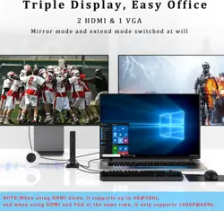 Aceele Triple Display Docking Station USB C 15 in 1 Hub USB C SD/TF, HDMI, VGA, LAN, Audio, 100W Pd, Multiport Adapter for MacBook Pro/air, Dell XPS, HP, Surface and Lenovo