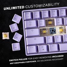 HK GAMING GK61 Mechanical Gaming Keyboard - 61 Keys Multi Color RGB Illuminated LED Backlit Wired Programmable for PC/Mac Gamer (Gateron Optical Brown, Lavender)