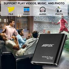 AGPTEK Mini Full HD 1080P Digital Media Player with Remote Control for MP3, WMA, OGG, AAC, FLAC, APE, AC3, DTS, ATRA Supports HDMI CVBS & YPbPr Video Output