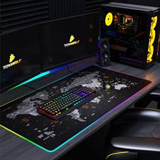 Titanwolf - XXXL RGB Gaming Mouse Mat - 1200 x 600 mm - Mouse Mat - LED Multi Colour - 7 LED Colours Plus 4 Effect Modes - for Precision and Speed - Rubberised Base - World Map