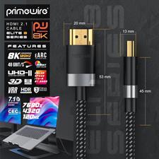Primewire HDMI 2.1 8k 4k Cable 3M, 8k@30Hz 120Hz DSC, 4k@60Hz 120Hz 144Hz 240Hz DSC, UHD II High Speed Ethernet HDMI Lead 3D HDR 10+ eARC Dolby Vision Compatible with PC Laptop 