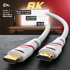 CSL - 8k / 4k HDMI Cable 2.1/2.0 2m - 8K @ 60Hz - 4K @ 120Hz - 48 Gbit/s - 3D - Ultra High Speed with Ethernet - TV Blu-ray PS5 Xbox Series X Switch - white - 3 metres