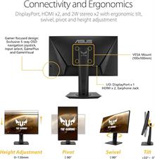 ASUS TUF Gaming 25" 1080P Monitor (VG259Q) - Full HD, IPS, 144Hz, 1ms, Extreme Low Motion Blur, Speaker, Adaptive-Sync, G-SYNC Compatible, VESA Mountable, DisplayPort, HDMI, Height Tilt Adjustable