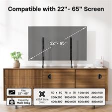 BONTEC Universal Table Top TV Stand Pedestal for 22-65 inch LCD/LED/OLED/Plasma TVs, Replacement TV Stand Legs for Screen Monitor Riser, Securely Holds 50KG & Max.VESA 800x400mm