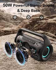 Tronsmart Bang Mini Portable Bluetooth Speaker with 50W Wireless Stereo Sound, IPX6 Waterproof Loud Speaker for Home/Outdoor/Party, Bluetooth 5.3, Beat-Driven Light Show, Support NFC, Micro SD, AUX
