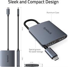 Syntech USB C to Dual HDMI Adapter, Type C Thunderbolt 3 to Dual Monitor Adapter
