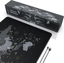 Titanwolf - XXXL RGB Gaming Mouse Mat - 1200 x 600 mm - Mouse Mat - LED Multi Colour - 7 LED Colours Plus 4 Effect Modes - for Precision and Speed - Rubberised Base - World Map