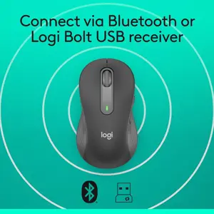 Logitech M650 Left Handed Wireless Mouse Signature  L Full Size Battery, Silent Clicks, Customizable Buttons, Bluetooth, PC/Mac/Chromebook - Graphite, Large (USED)
