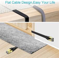 Cat 8 Ethernet Cable 50 ft Flat Black, Cat8 Ethernet Cord High Speed 40Gbps 2000Mhz Weatherproof Heavy Duty Cat8 RJ45 Cable for Router Gaming Modem PC PS4 PS5 Xbox