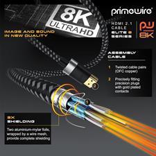 Primewire HDMI 2.1 8k 4k Cable 3M, 8k@30Hz 120Hz DSC, 4k@60Hz 120Hz 144Hz 240Hz DSC, UHD II High Speed Ethernet HDMI Lead 3D HDR 10+ eARC Dolby Vision Compatible with PC Laptop 