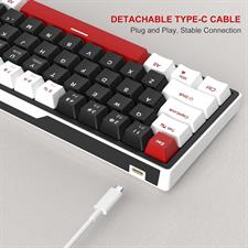MageGee 60% Mechanical Gaming Keyboard, 68 Keys Compact Blue LED Backlit Gaming Keyboard, SKY68 Wired Ergonomic Mini Office Keyboard for Windows PC Gamer (Red Switch, White & Black)