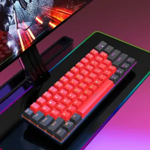 Snpurdiri 60% Wired Mechanical Keyboard, Mini Gaming Keyboard with 61 Keys for PC, Windows XP, Win 7, Win 10 (Black-Red, Red Switches)