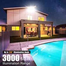 STASUN LED Flood Light, Dusk to Dawn, 300W 27000LM Ultra Bright Outdoor Lights with 3 Heads Adjustable 320 Degree Wide Angle, 6000K, IP66 Waterproof