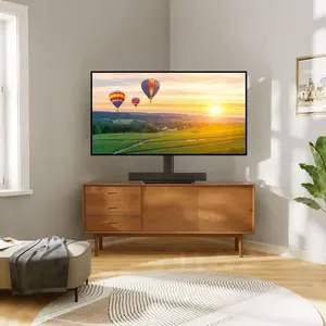 PERLEGEAR PGTVS09 Tabletop TV Stand, Supports 24-60 Inches, Load Capacity 88.2 lbs (40 kg), Height Adjustable, Left and Right Oscillation, Low Type, Wall Mounting, VESA 15.7 x 15.7 inches (400 x 400 mm)