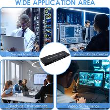 8 Port KVM Switch, 8 in 1 Out HDMI KVM Switch, for 8 PC Sharing 1 HD Monitor and 4 USB Devices, Support 4K@30Hz, with IR Remote and 8 HDMI Cables