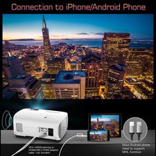GooDee HD Video Projector Native 1920x1080P, Outdoor Movie Projector 9500L 300'' Touch Keys Home Theater Projector with 50000 Hrs Lamp Life, Support Fire TV Stick/PS4/HDMI/iOS /Android