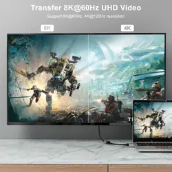 YIWENTEC DisplayPort 1.4 to HDMI 2.1 Ultra HD 8K Male to Female Cable 0.25m Converter 8K@60Hz 4K@120Hz Directional Compatible with DisplayPort PC and HDMI Displays Tvs