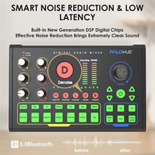 PALOVUE Audio Interface Mixer with Microphone 3.5mm, DSP Chips Digital Mixer with Sound Effects Podcast Equipment for Phone PC Music Recording Live Streaming, iLiving