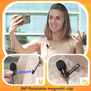 PowerDeWise Professional Grade Lavalier Clip On Microphone - Lav Mic for Camera Phone iPhone GoPro Video Recording ASMR - Small Noise Cancelling 3.5mm Tiny Shirt Microphone with Easy Clip On System With Lightning to 3.5mm Adaptor