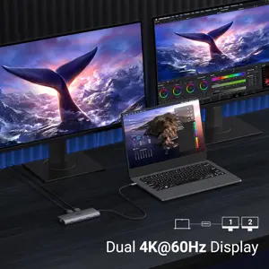 UGREEN Revodok Pro 210 Docking Station 10 in 1 USB C Dock Dual HDMI 4K@60Hz Single 8K@30Hz 100W PD 5Gbps USB C and USB A Data Ports Gigabit Ethernet, SD/TF Card Reader USB Hub Compatible for HP, Dell