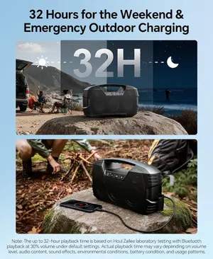 Houl Zallee Vocboom E86 Bluetooth Speaker, IPX7 Waterproof, 90W Peak, 32H, Black | Floating Design, Deep Bass, TWS Stereo