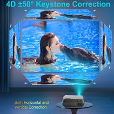 WiMiUS P20 Native 1080P Projector Support 4K, ±50° Correction, 50% Zoom, 10W Speaker Compatible with PC PS4 USB TV Stick Smartphones Indoor Outdoor Projector 