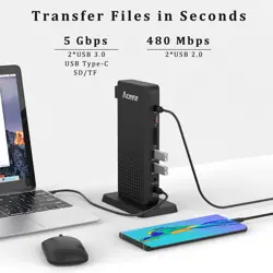 Aceele Triple Display Docking Station USB C 15 in 1 Hub USB C SD/TF, HDMI, VGA, LAN, Audio, 100W Pd, Multiport Adapter for MacBook Pro/air, Dell XPS, HP, Surface and Lenovo