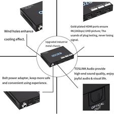 EZCOO HDMI Splitter 1x2 4K 60Hz 4:4:4 18Gbps HDR Dolby Vision HDCP 2.2, Audio Breakout SPDIF Optical 5.1CH